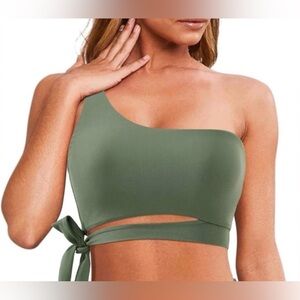 Olive Green One-Shoulder Bikini Top (Top Only) - Size M - NWT